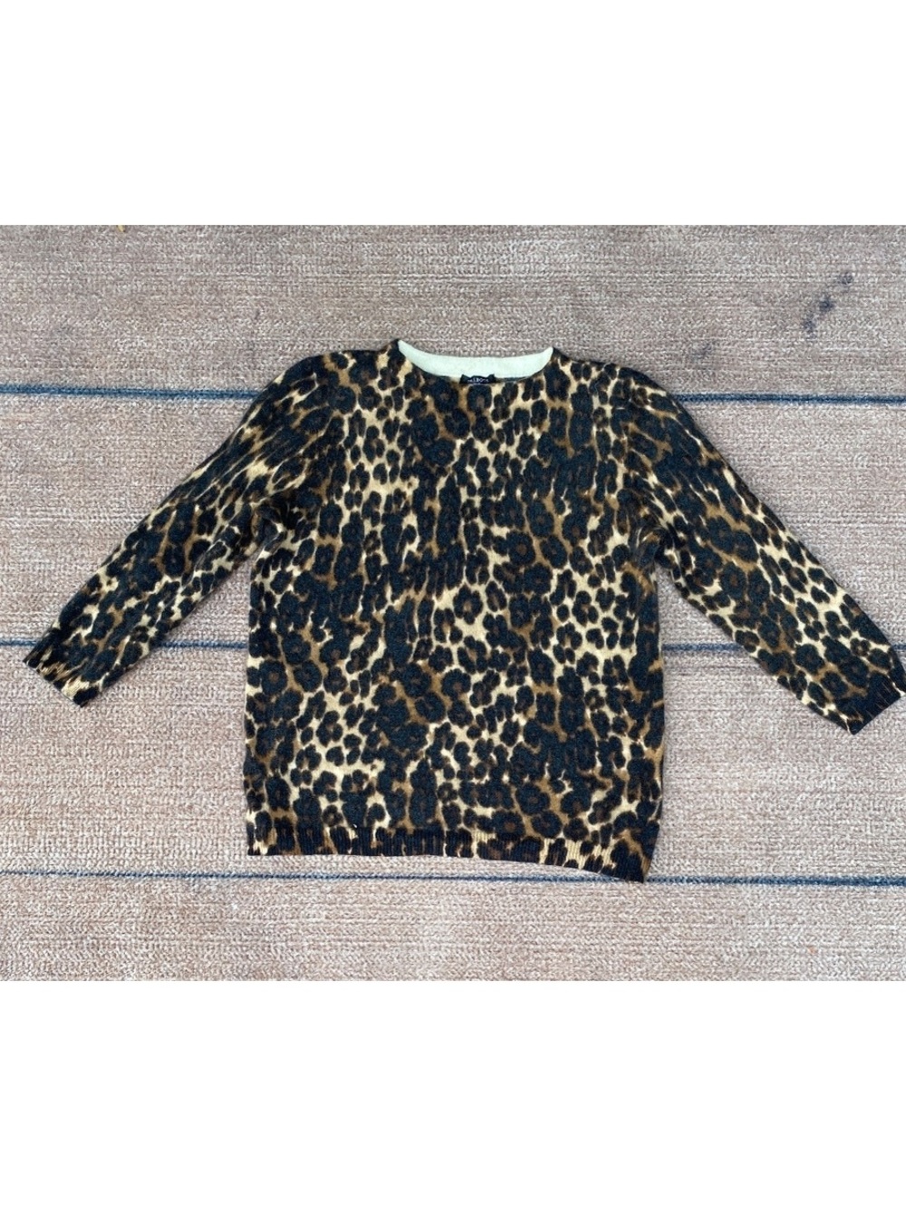 Leopard print cashmere sweater petite large Talbots AS IS maximalist old money